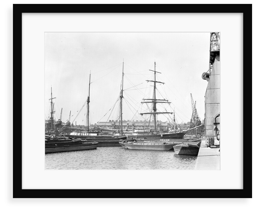 'Frideborg' (Fi, 1866) in Regent's Canal Dock, amongst lighters by unknown