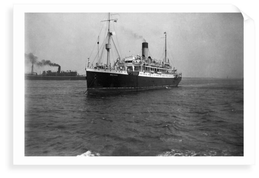 Cargo liner 'Baltara' (Br, 1909) ex 'Suntemple' and ex 'Berbice', United Baltic Corp Ltd, at anchor by unknown