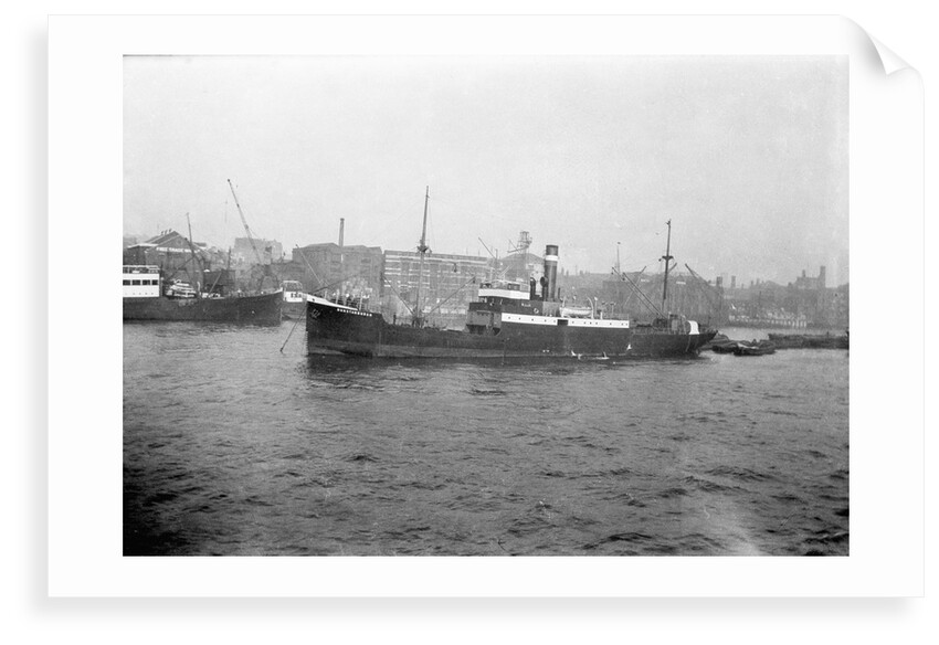 'Dunstanburgh' (Br, 1912) general cargo, short sea, at moorings in the Thames by Unknown