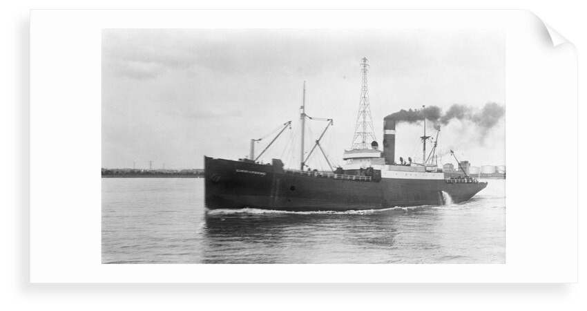 General cargo short sea vessel 'Lindisfarne' (Br, 1925) Tyne-Tees Steam Shipping Co Ltd, under way in the Thames by unknown