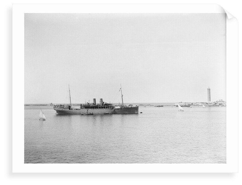 Passenger/cargo liner (British India Steam Nav. Co. Ltd) 'Lunka' (1905) at moorings in Alexandria as an armed boarding steamer, 1915 by unknown