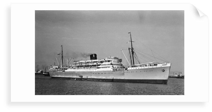Passenger liner 'Dunnottar Castle' (Br, 1936), Union-Castle Mail S S Co. Ltd, under way at Beira by unknown