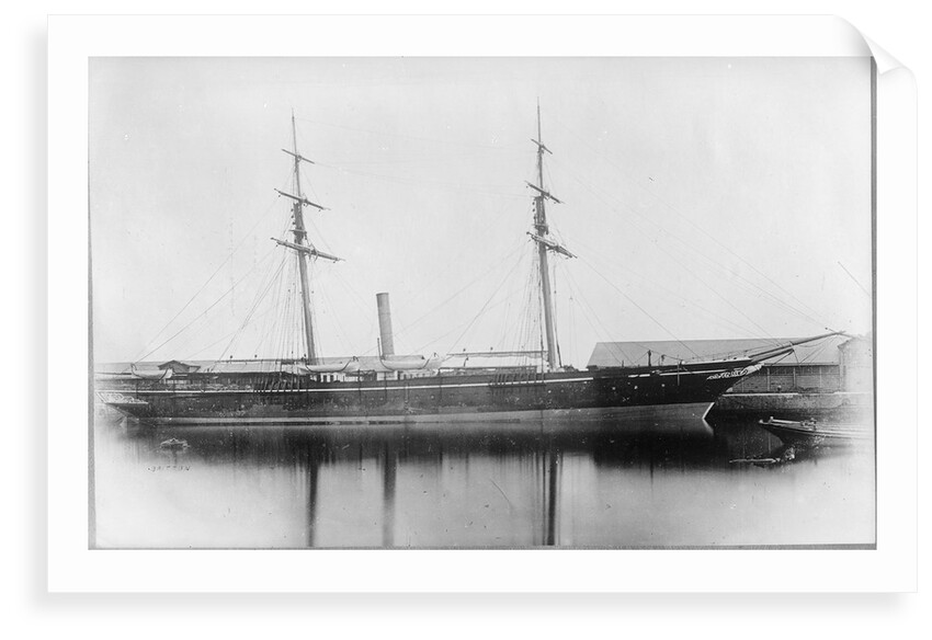 A starboard broadside view of 'Briton' (1861) at quayside in Southampton by unknown