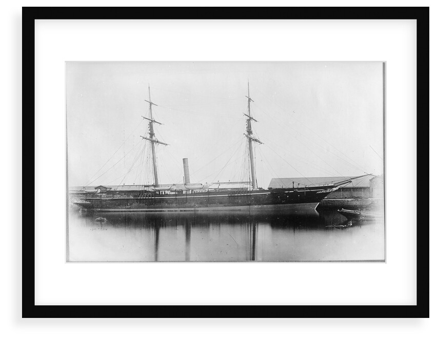 A starboard broadside view of 'Briton' (1861) at quayside in Southampton by unknown
