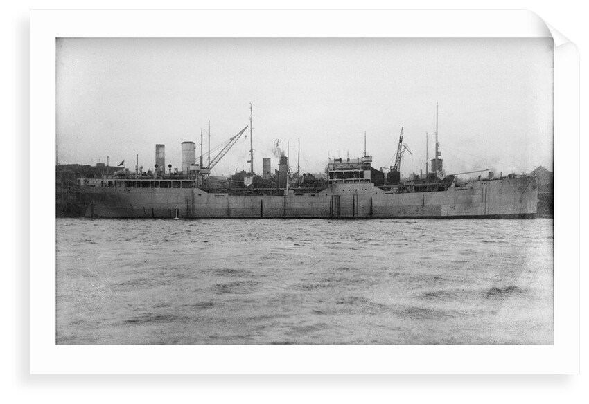 A starboard broadside view of the tanker 'British Prestige' (1931) lying in port, alongside other vessels by unknown