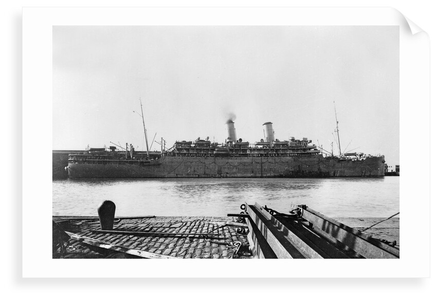 'Otranto' (Br, 1925), at quayside as a troopship by unknown