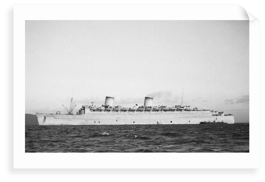 The 'Queen Elizabeth' (Br, 1940) at anchor, possibly in the River Clyde by unknown