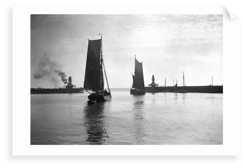 The trawler 'Prospector' (1893) with an unidentified trawler sailing out of the outer harbour at Lowestoft, Suffolk by Smiths Suitall Ltd.