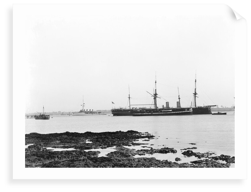 A view from Shotley with 'Adventure' (1904) and 'Ganges', ex 'Caroline' (1882) and 'Ganges II', ex 'Minotaur' (1863) at moorings by Smiths Suitall Ltd.