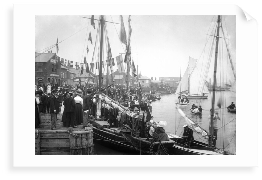 A view across Pearson's Quay along the shore of the River Colne at Rowhedge during an unidentified festival by Smiths Suitall Ltd.