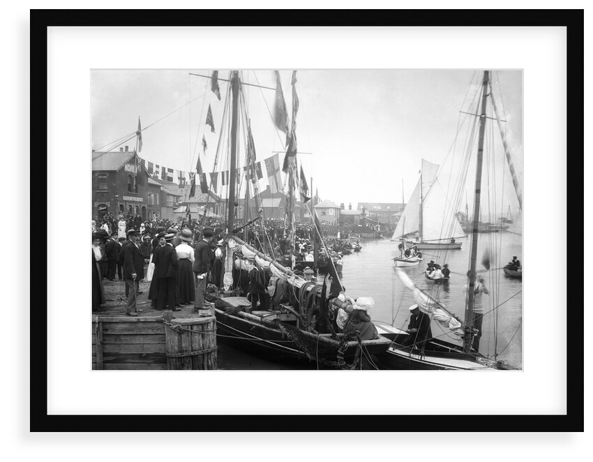 A view across Pearson's Quay along the shore of the River Colne at Rowhedge during an unidentified festival by Smiths Suitall Ltd.