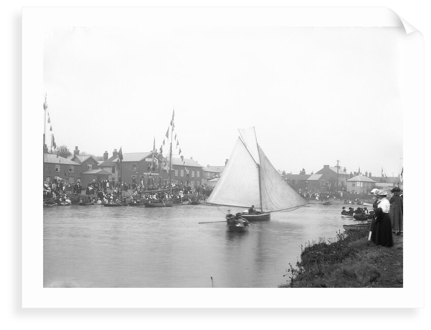 A view of the quay at Rowhedge during an unidentified festival, taken from the Wivenhoe side of the River Colne by Smiths Suitall Ltd.
