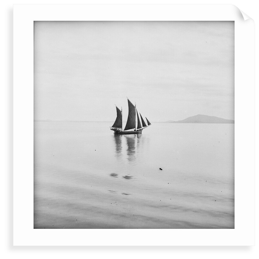 A Tongkung type junk under sail off Singapore by David Watkin Waters