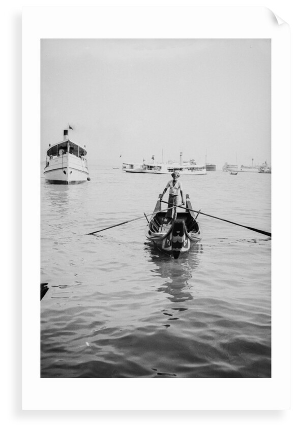 Skulling a sampan at Penang by David Watkin Waters