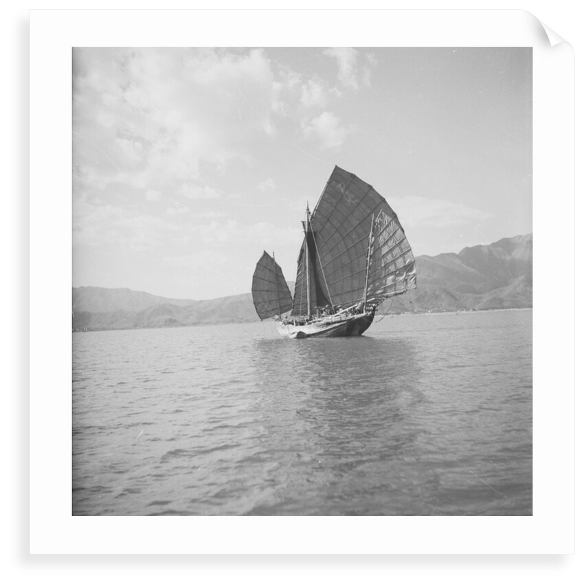 A port quarter view of a Tolo Harbour fisher type junk by David Watkin Waters