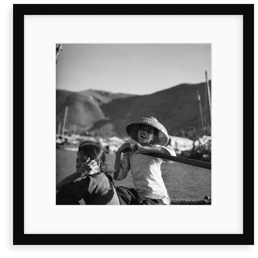 Two young sampan girls at Aberdeen, Hong Kong by David Watkin Waters