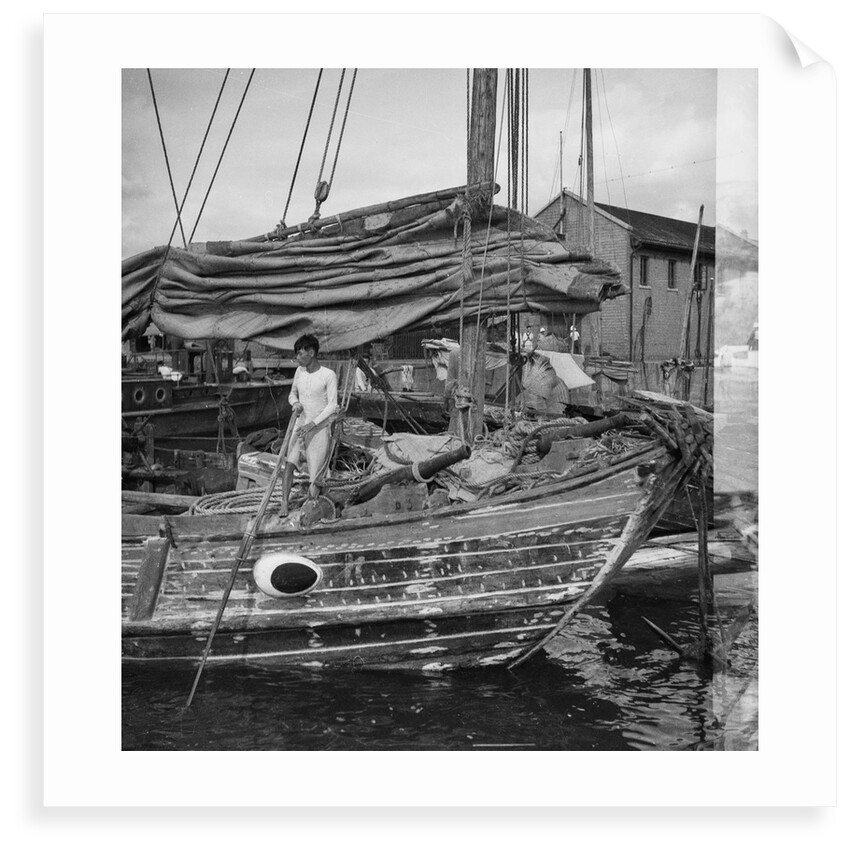 A close view of the starboard bow of a Swatow trader type junk at Kowloon, Hong Kong by David Watkin Waters