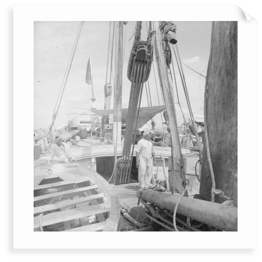 On board an Indian kotia type dhow anchored at Colombo, Ceylon by David Watkin Waters