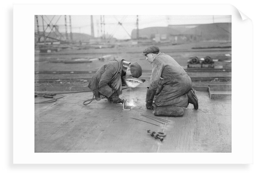 Robert the Bruce. Two welders at work aboard the vessel. by unknown