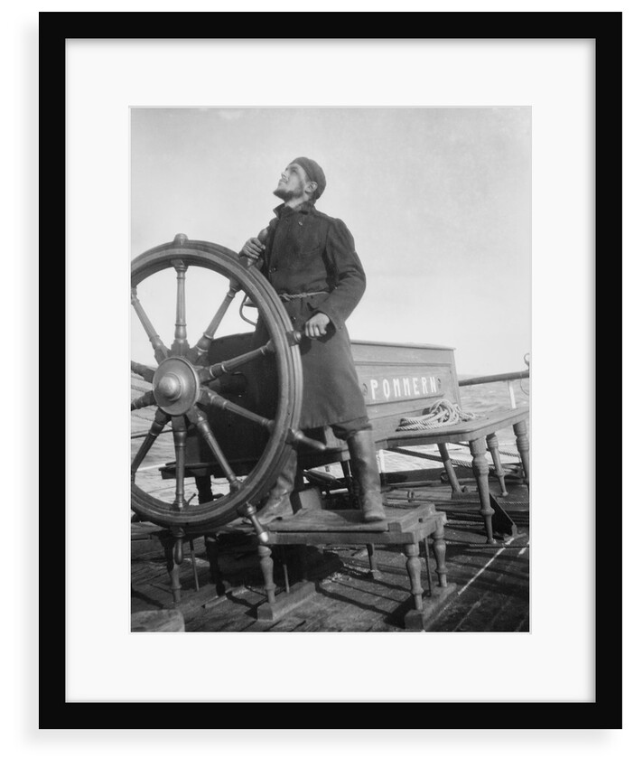 'Pommern' (Fi, 1903), 4-masted barque, Peter Karney at the wheel, steering by the wind by unknown