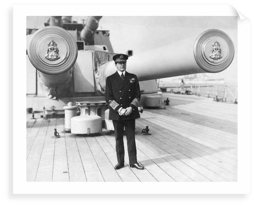 Earl David Beatty standing on the quarterdeck of his flagship, HMS 'Queen Elizabeth' as Admiral of the Fleet. by unknown