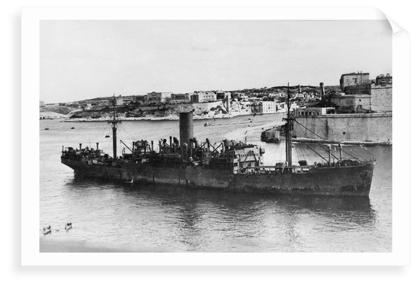 'Ajax' (Br, 1931) under way in Grand Harbour, Malta, arriving in convoy MW 8A by unknown