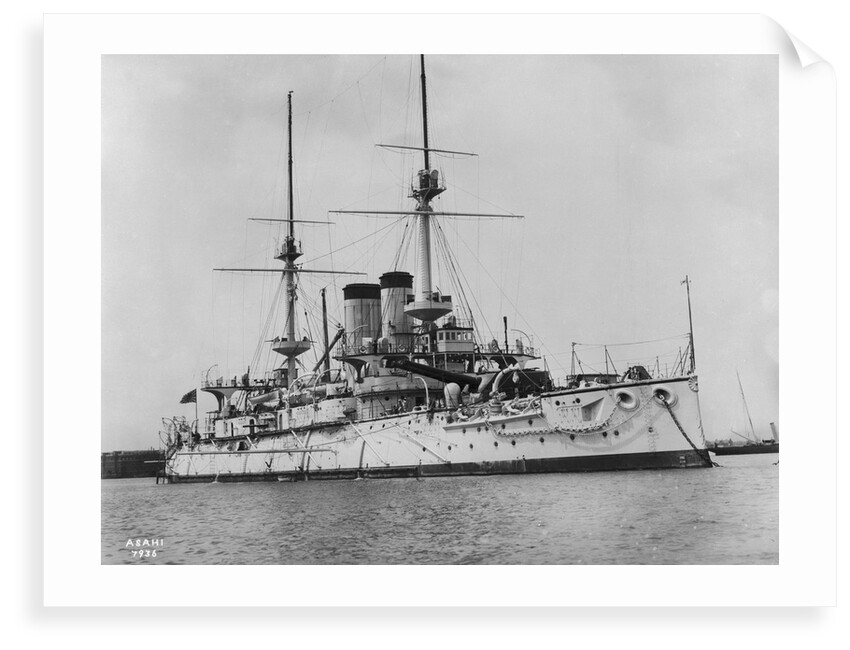 Battleship 'Asahi' (Jp, 1899) at moorings in Portsmouth harbour by unknown