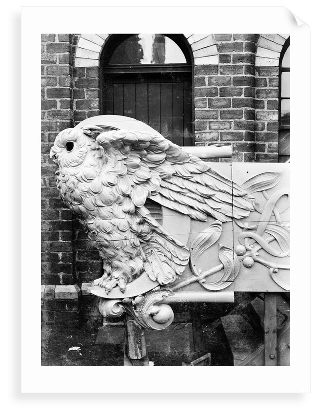 Portside close-up of the unmounted figurehead for the Lysistrata (1900) by West