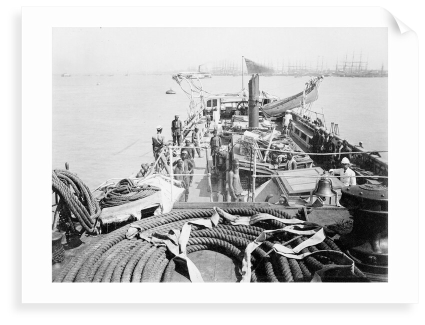 View of deck from foc'sle of Bengal Pilot brig 'Fame' (Br, 1889) by unknown