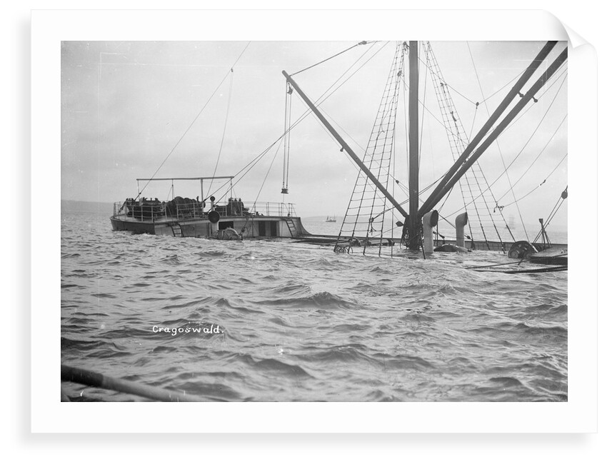 The steam cargo ship 'Cragoswald' (1899) after being torpedoed by German submarine 'U84' by Unknown