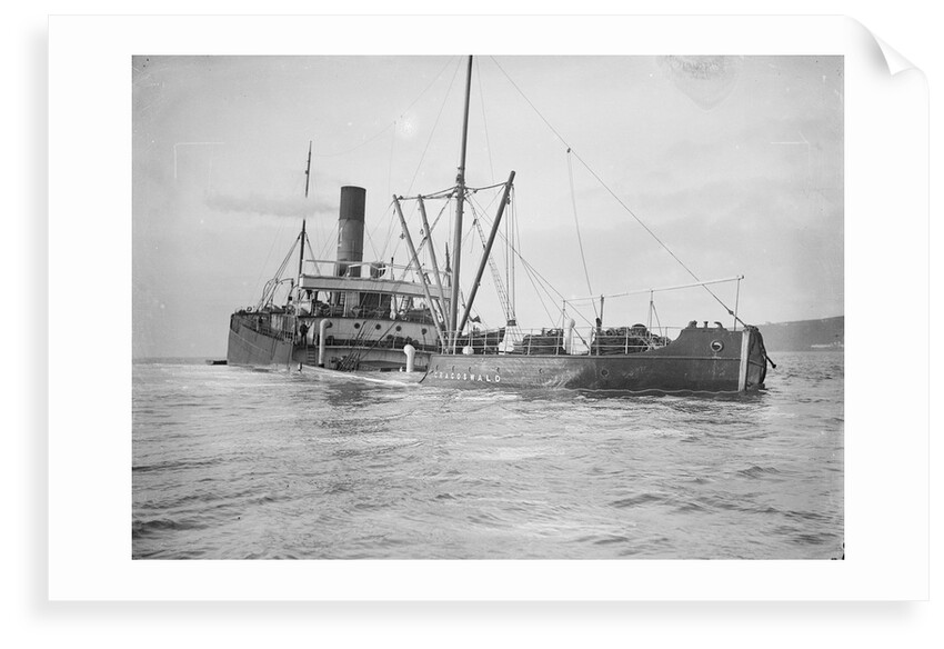 The steam cargo ship 'Cragoswald' (1899) after being torpedoed by German submarine 'U84' by Gibson's of Scilly Shipwreck Collection