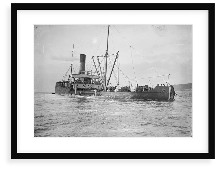 The steam cargo ship 'Cragoswald' (1899) after being torpedoed by German submarine 'U84' by Gibson's of Scilly Shipwreck Collection