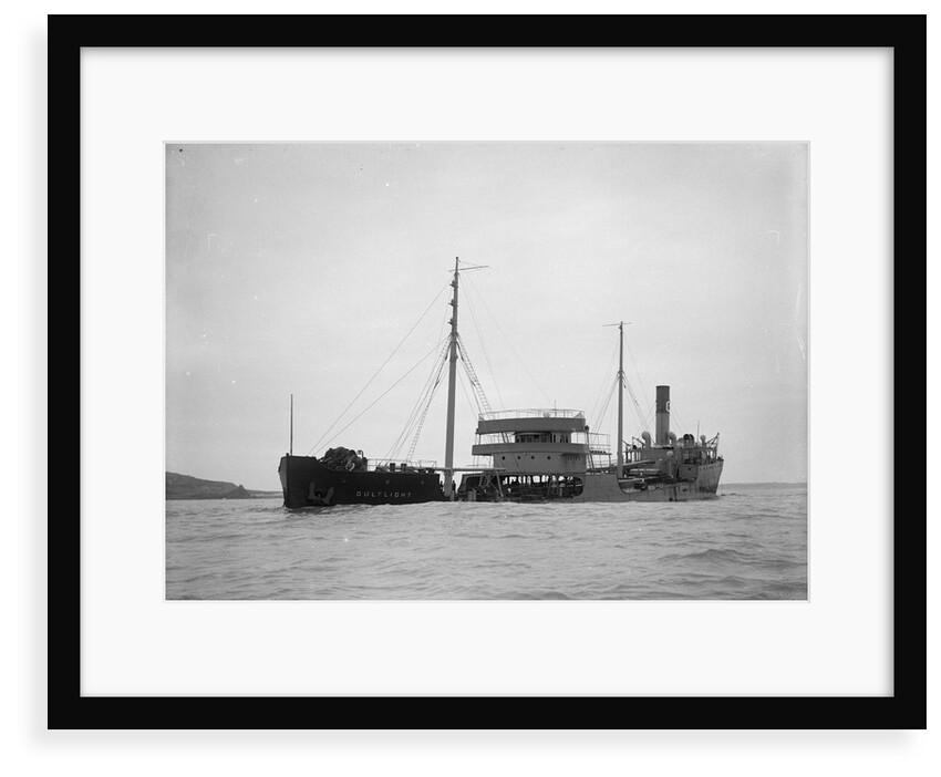 A port bow view of the US tanker 'Gulflight' (1914) after having been torpedoed by Gibson's of Scilly Shipwreck Collection