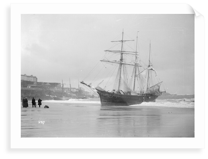 The schooner Mary Barrow (1891) on the beach by Gibson & Sons of Scilly