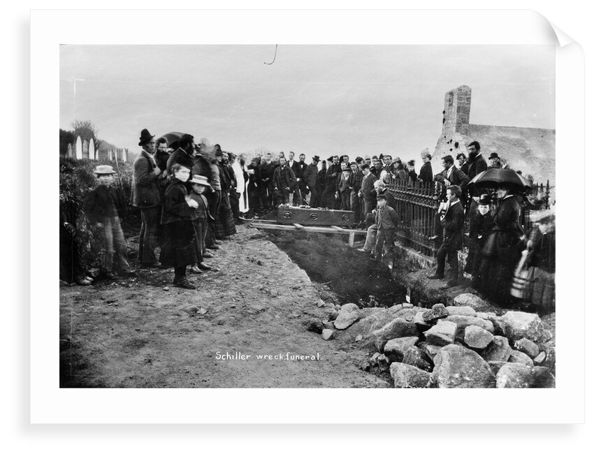 Mourners at the mass grave of the dead from the loss of the Schiller (1873) by Gibson's of Scilly Shipwreck Collection