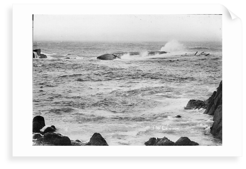 Thomas W Lawson (1902) being battered by waves on the beach by Gibson's of Scilly Shipwreck Collection