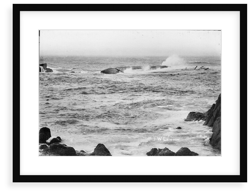 Thomas W Lawson (1902) being battered by waves on the beach by Gibson's of Scilly Shipwreck Collection