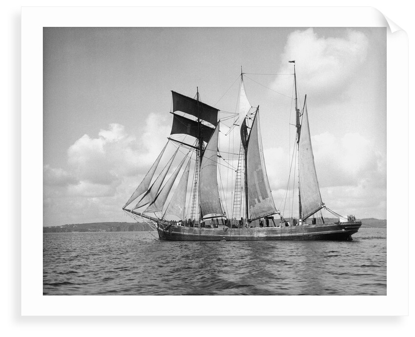 'Mary Millar' 3 masted topsail schooner, at sail off Mevagissey bound for Runcorn with a cargo of china clay by Unknown