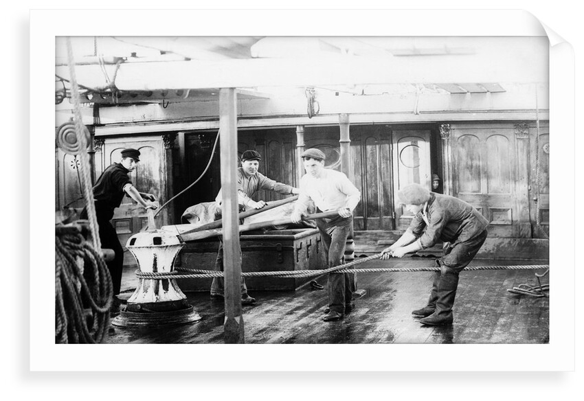 'Agda' 3 masted barque, hands manning after the capstan by unknown