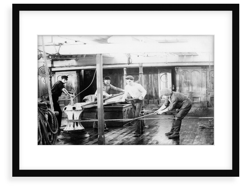 'Agda' 3 masted barque, hands manning after the capstan by unknown