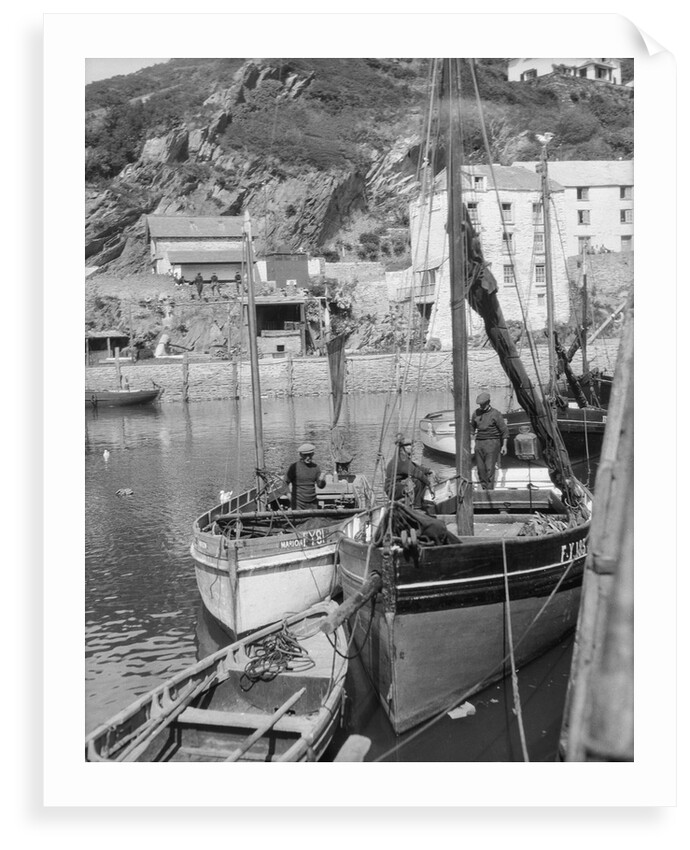 'Marion' Polperro gaffer, in Polperro harbour by Unknown