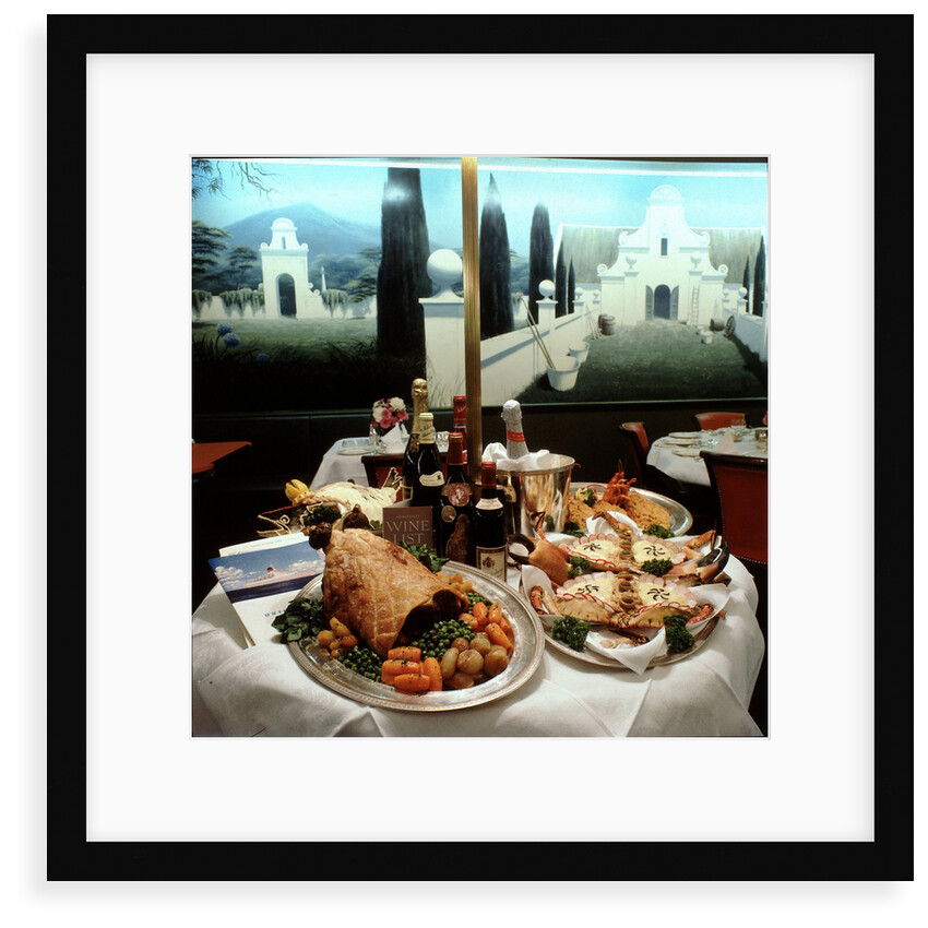 Dinner table spread aboard Union-Castle liner 'Transvaal Castle' by Marine Photo Service