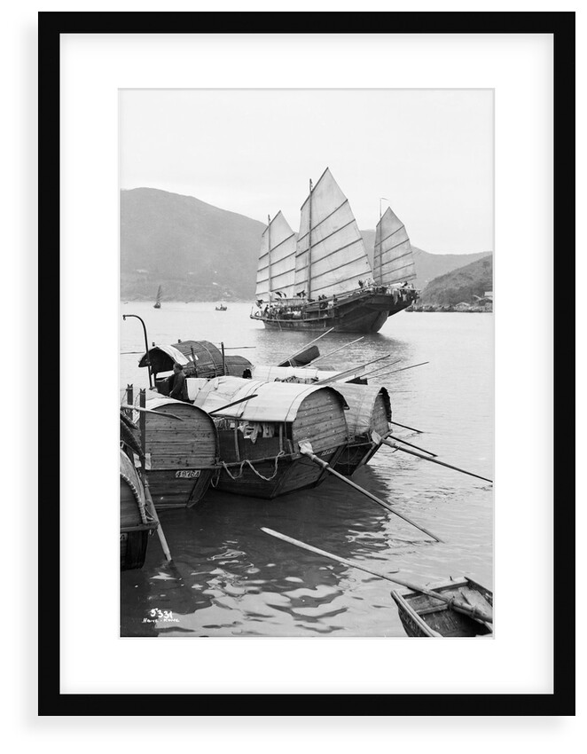 Sampans and a fishing junk, Hong Kong, 1935 by Marine Photo Service