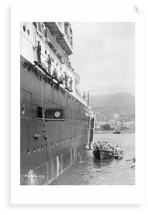 Crews painting the 'Orontes' at Madeira by Marine Photo Service