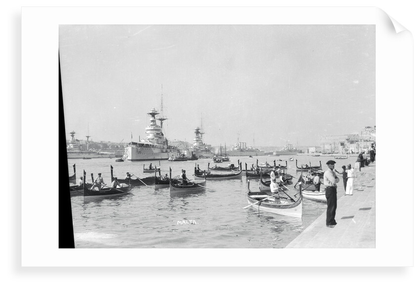 Dghajsas in Grand Harbour, Valletta, Malta, 1931 by Marine Photo Service