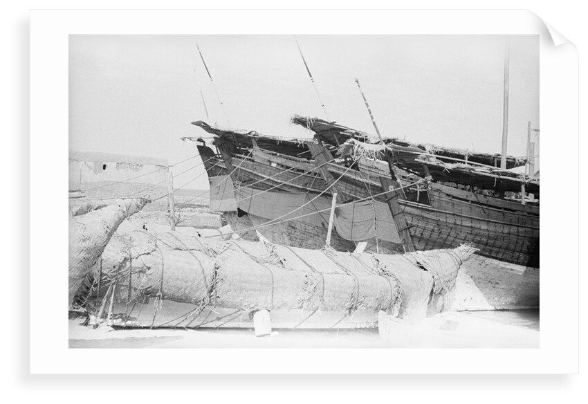 Booms wrapped in protective covers by Alan Villiers