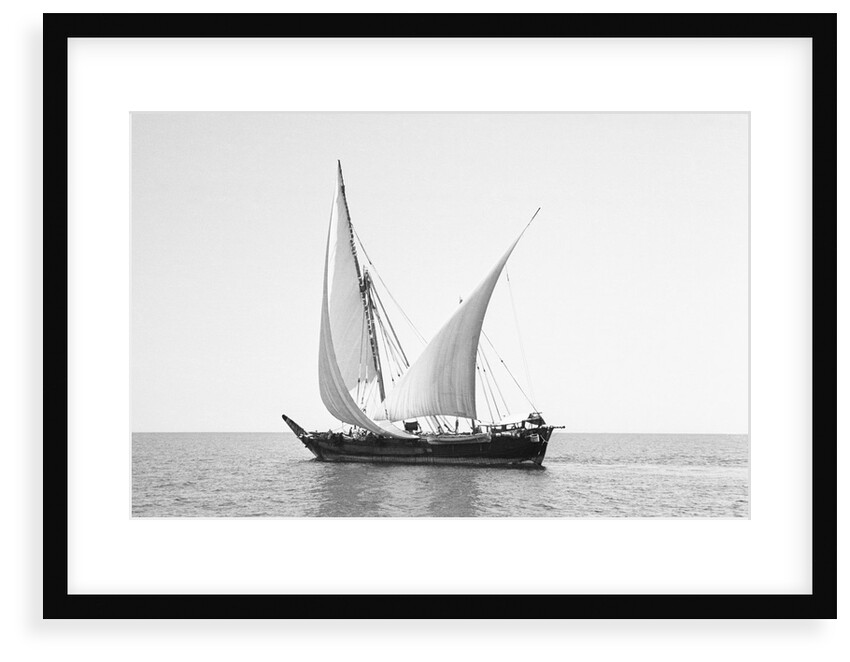 A boom in calm waters off the South Arabian or Omani coast by Alan Villiers
