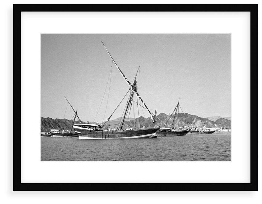 Indian dhows lying at anchor at Mutrah by Alan Villiers