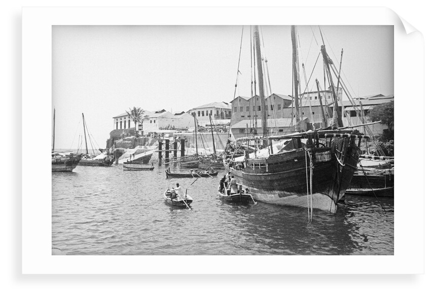 A boom lies at anchor in port, Mombasa by Alan Villiers