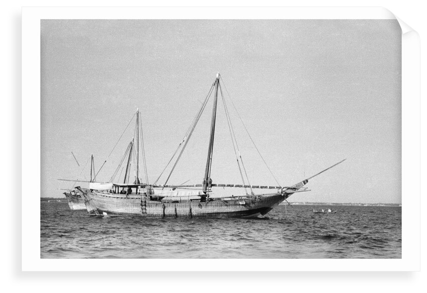 The 'Triumph of Righteousness' at anchor in Manama roads, Bahrain by Alan Villiers